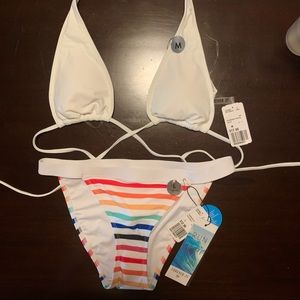 NWT Rainbow and White Bikini set
